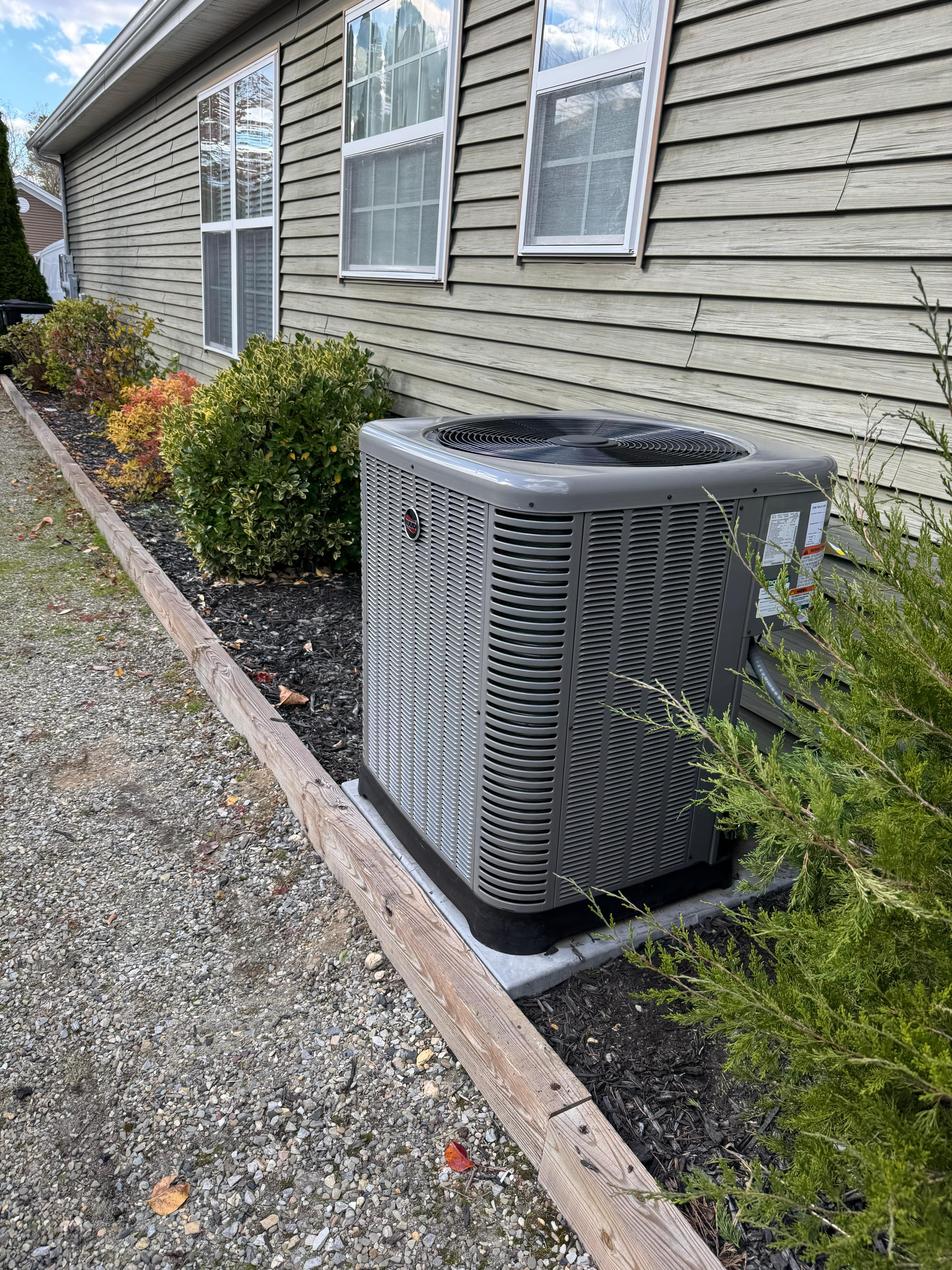 Outdoor AC condenser at a New Jersey home